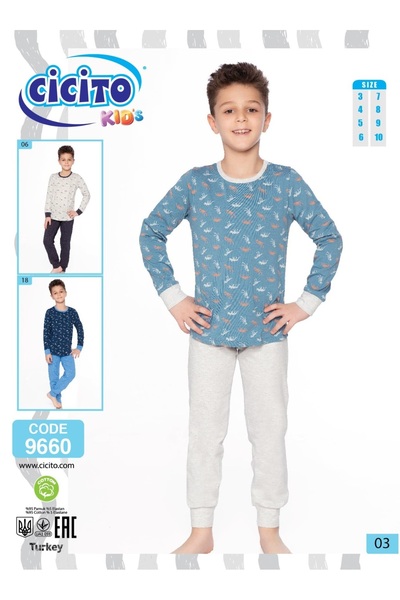 Cicito Boy's Cotton Elastane Fabric Pajamas Set 9660