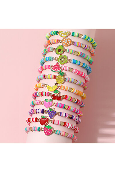 Choice E 12Pcs/set Unicorn Cat Flower Charm Elastic Handmade Beaded Bracelets...