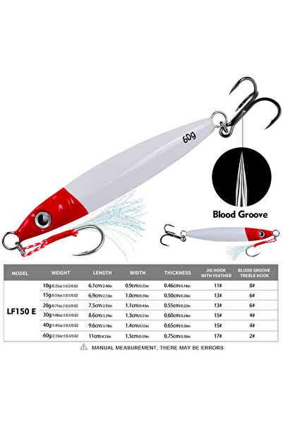 Choice 40G-1.41OZ COLOR E PROBEROS 1pc Metal Jig 10g 15g 20g 30g 40g 60g Dura...