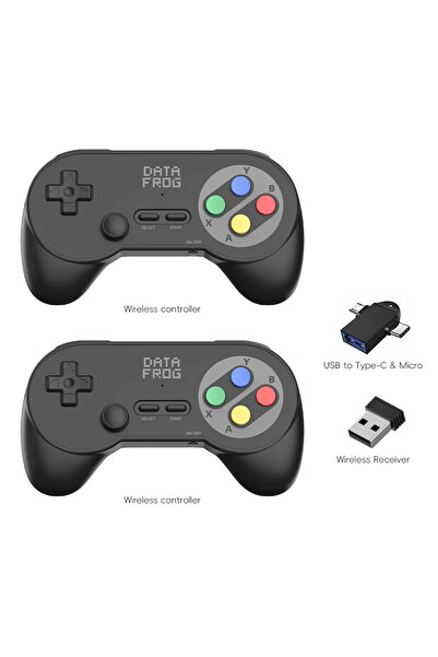 Choice Black Data Frog PC07 Retro Wireless Gamepad with Dual Receiver, Classi...