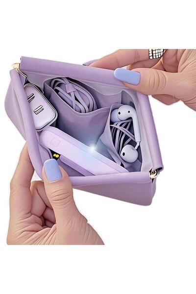 choice2 F Automatic Closed Purse Bag Mini PU Separate Earphone Charging Cable...