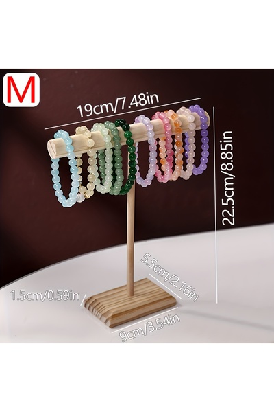 Choice wood(M) 1pc Wooden Bead Storage Rack - T-Shaped Display Stand for Brac...