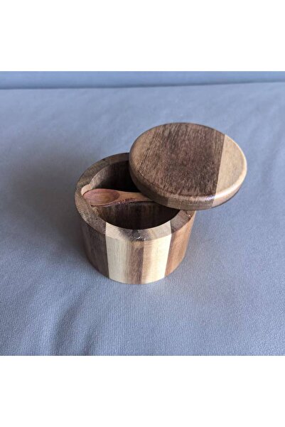 Choice1 B 1PC Jar， Salt Cellar with Spoon and Swivel Lid, Acacia Wood Salt Sa...