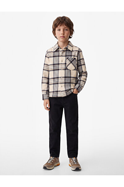 Koton Long Sleeve Single Pocket Buttoned Plaid Lumberjack Shirt