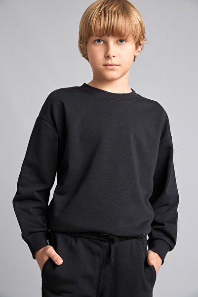 DeFacto Oversize Crew Neck Black Sweatshirt for Boys H7135A826Au