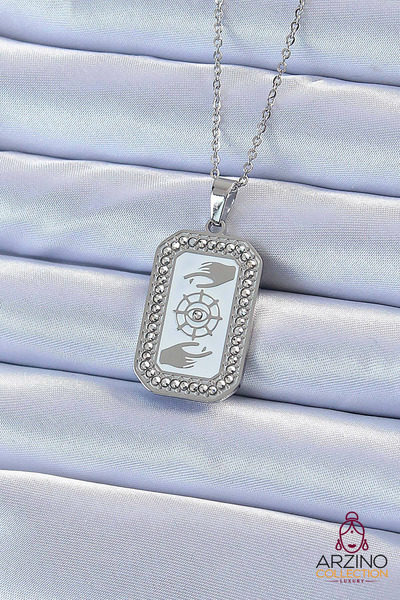 Generic Brand 316L Steel Chain Silver Color Enamel Zircon Stone Eye Figure Ta...