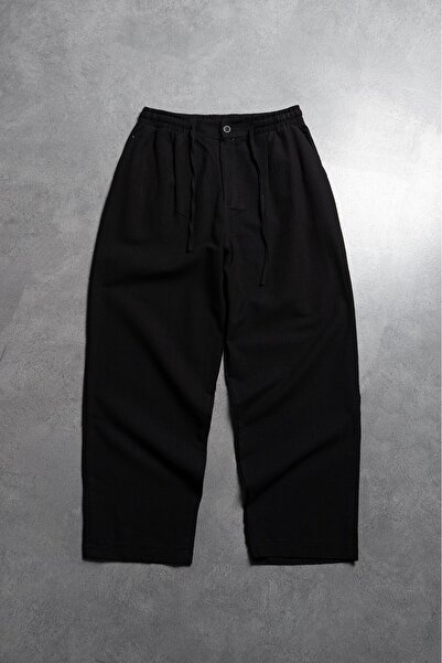 Twobucks Urban Nomad Soft Linen Black Baggy Men's Trousers