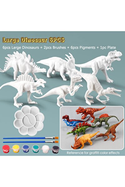 Choice1 style B 6PCS 6/8Pcs DIY Painted Graffiti Dinosaur White Embryo Animal...