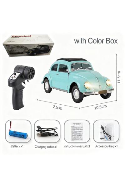 Choice سيارة تحكم عن بعد كلاسيكية بمقياس 1/16، موديل D62mini، لون أزرق، سيارة...