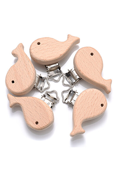 choice2 Style 9 5pcs Woode Pacifier Baby Beech Wooden Animal Pacifier Metal C...