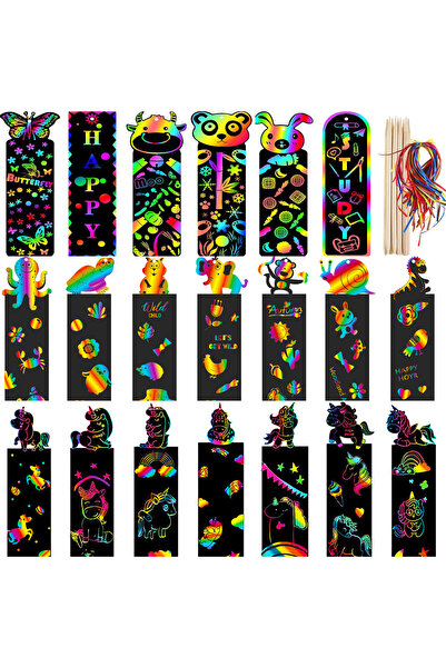 Choice 24Pcs Random 24Pcs Animal DIY Toys Scratching Painting Paper Alien Scr...