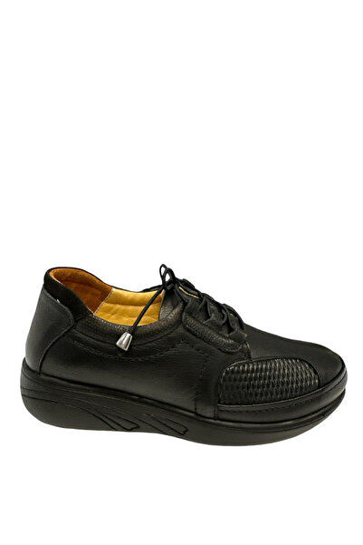 Castle Black Yldz-42632 Women's Genuine Leather Orthopedic Comfort Shoes Black