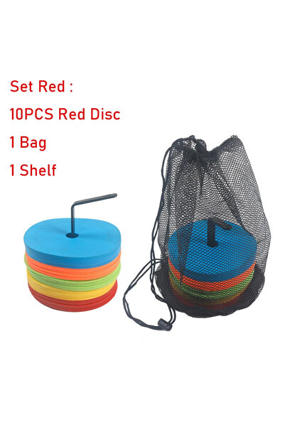 Choice Set Red 10pcs Soccer Flat Cones Marker Disc Basketball Sports Speed Ag...