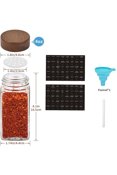 Choice 8PCS Glass Vanilla Seasoning Jar with Solid Wood Seasoning Jar Lid, La...
