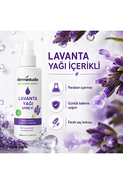 DERMASTUDİO Lavanta Yağlı Saç Spreyi – Doğal ve Güvenli Saç Bakımı