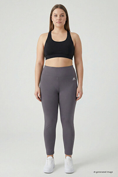 TOMMY LIFE Dark Gray High Waist Slimming Plus Size Women's Tights - 94650