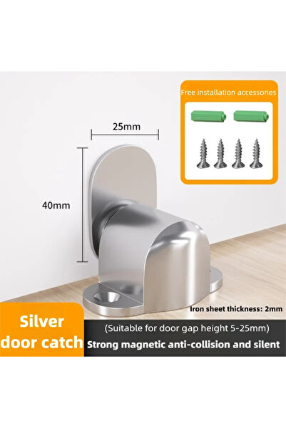 Choice Silver Magnetic Door Holder Stopper Invisible Doorstop Wall Floor Moun...