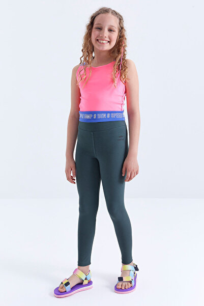 TOMMY LIFE Forest Green High Waist Skinny Leggings for Girls - 75047
