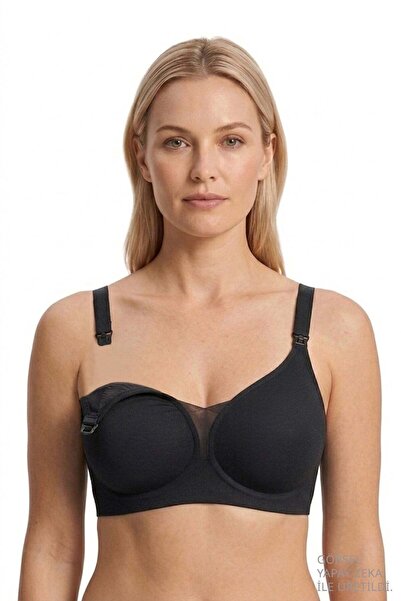 Cottonhill Seamless Bra - Nuvia | Black Laser Cut Clip-On Front Open Rib Text...