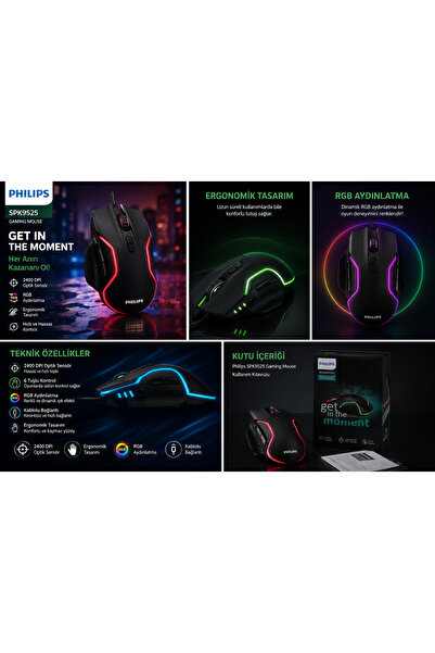 Philips Gaming Mouse 2400dpı Optik Kablolu Gaming Mouse Rgb Aydınlatma Efekti...