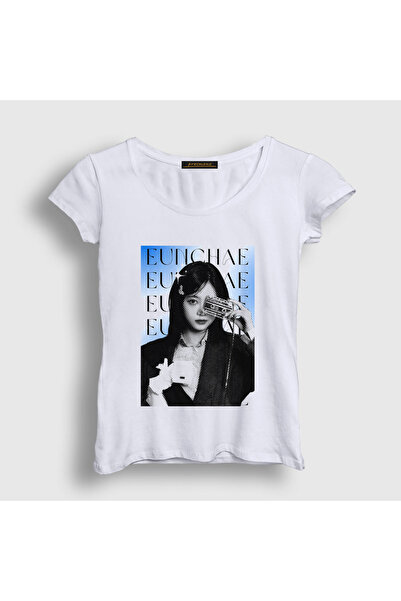 Presmono Women's White Cassettes Hong Eunchae Le Sserafim T-Shirt 601993Tt