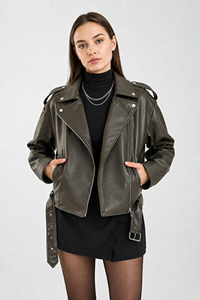 İLKCET MODA Oversized Belted Women's Stylish Jacket
