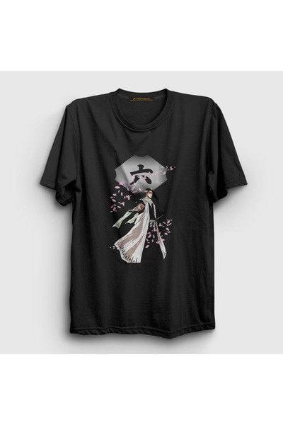 Presmono Unisex Black Byakuya Anime Bleach T-shirt127222tt