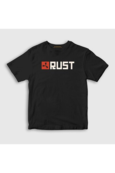 Presmono Unisex Kids Black Logo Game Rust T-Shirt 618036Tt