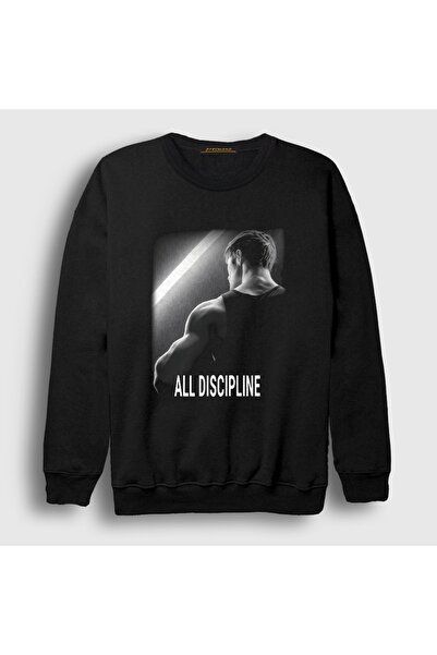 Presmono Unisex Black Discipline Gym Fitness David Laid Sweatshirt 616944Tt