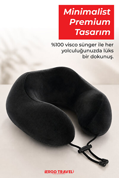 Viscofoam Comfy Ortopedik Seyahat Yastığı Visco Boyun Destekli Seyahat Yastığı - Siyah | Ergo Travel