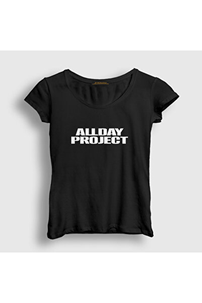 Presmono Women's Black Logo K-Pop Allday Project T-Shirt 598108Tt