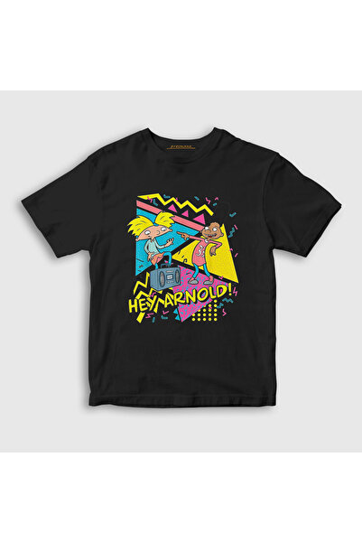 Presmono Unisex Kids Black Poster with Gerald Hey Arnold T-Shirt 562157Tt