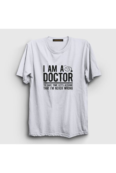 Presmono Унисекс бела T-shirt „ Ја сам доктор“ за поклон доктору 469600tt