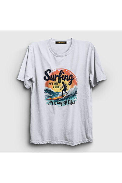 Presmono Unisex bela "The Way Of Life" Surf Surf T-shirt - 514520tt