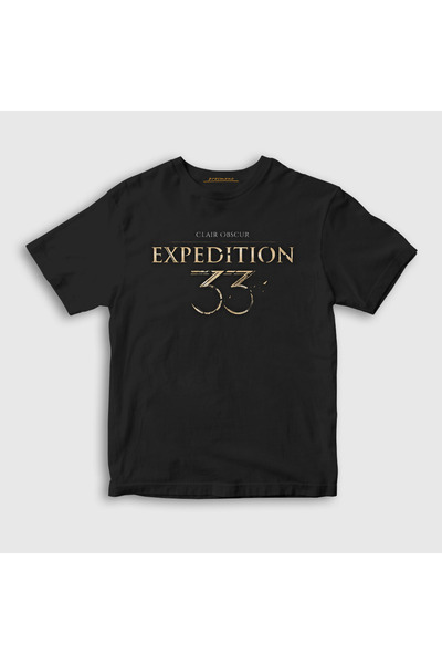 Presmono Unisex dečji crni logo Clair Obscur Expedition 33 T-shirt 543817tt