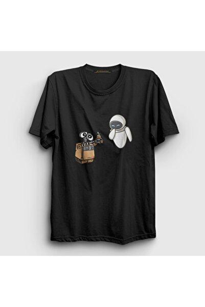 Presmono Unisex Siyah Gift Wall E Eve T-Shirt 427498tt