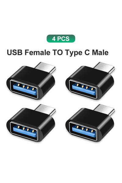 Choice 4 قطع سوداء من محول EXSKOF OTG USB 3.0 إلى Type C، محول Type C أنثى إل...