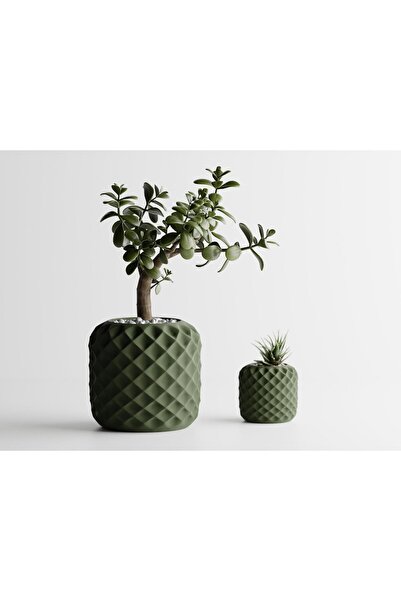 Sani Ghiveci decorativ Sani, Diamant, 94 x 94 x 200 mm, Verde închis Mat