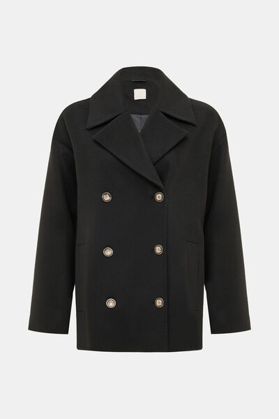 W Collection SİYAH KRUVAZE YAKA KABAN