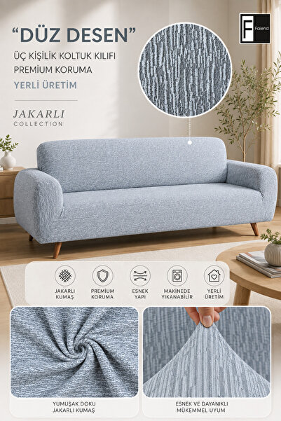 Faiend Jacquard 3-Seater Gray Elastic Sofa Cover |   Elastic Sofa Cover |   S...