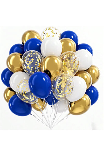 Choice 36pcs as picture 36Pcs Blue & Gold Latex Balloons - Perfect for Birthd...