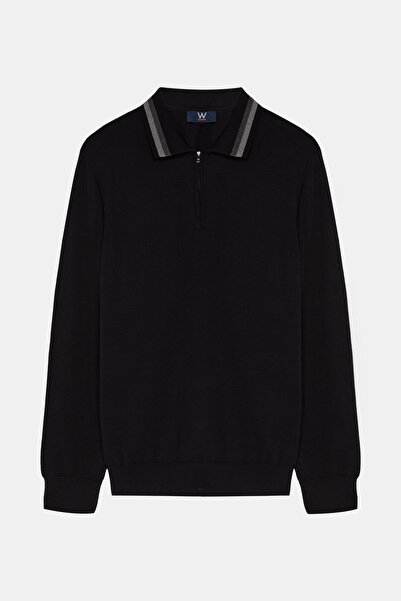 W Collection SİYAH POLO YAKA UZUN KOLLU KAZAK