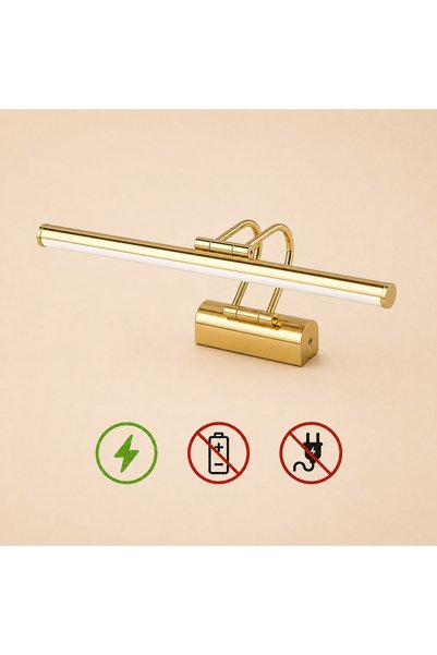 SeKaTech Resim, Tablo, Ayna Üstü Banyo Ledli Aplik 220v Gold Flüt Aplik 3000k Günışığı (PİLLİ DEĞİLDİR)