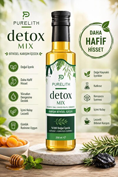 Purelith Detox Sirkesi Doğal Fermantasyon, %100 Doğal, Katkısız, 250 ml
