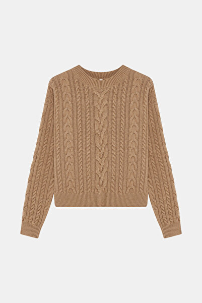 W Collection CAMEL ÖRGÜ DESEN TRİKO