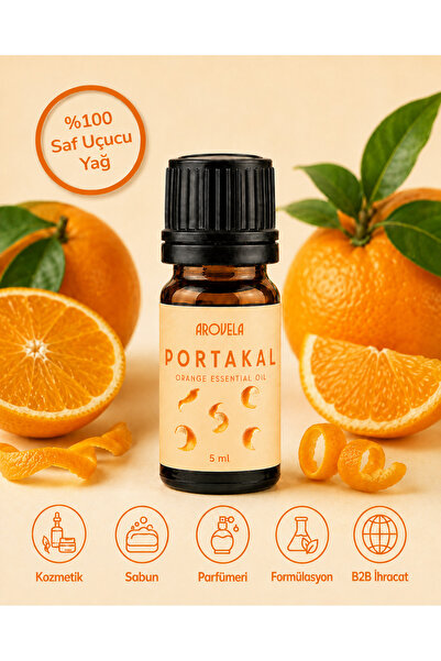 Arøvela %100 Saf Portakal Uçucu Yağı 5 ml – Citrus sinensis – Difüzör ve Aromaterapi Yağı