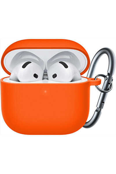 Casey Studios Калъф AirPods 4, от силикон мек, с ключодържател с карабинер, б...