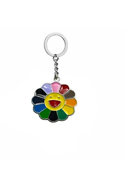 Herşey Nota Breloc cu figurină de margaretă curcubeu – accesoriu metalic colo...