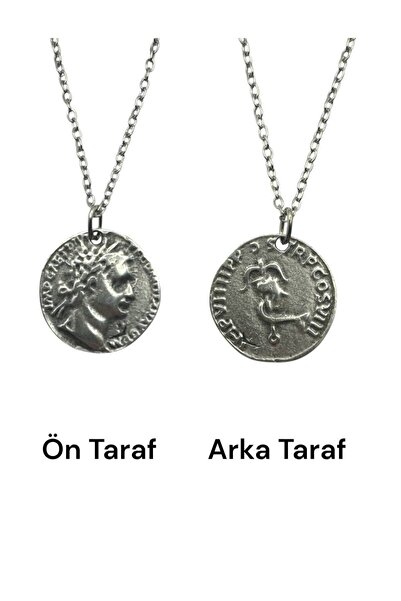 Herşey Nota Thetis Roman Coin Necklace with Goddess of the Sea Figure – Doubl...