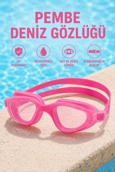 ByKurt Pro Large Adult Silicone Swimming Goggles No Fog Waterproof Uv Protection Pink Sea Goggles